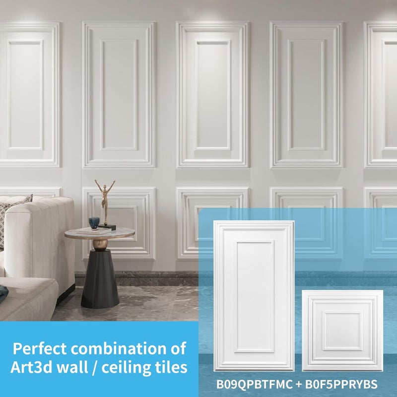 Art3d بلاط سقف معلق 24x24 بوصة (12 عبوة، 48 قدم مربع) – بلاط سقف PVC لاصق 2x2 قدم، لوحات سقف زخرفية للمطبخ، غرفة المعيشة، المكتب والمنزل، أبيض - Image 4